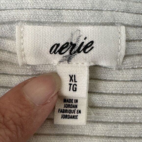 Aerie Women's XL Crop Tank Top Heather Blue White Ribbed Adjustable NEW - Picture 7 of 13